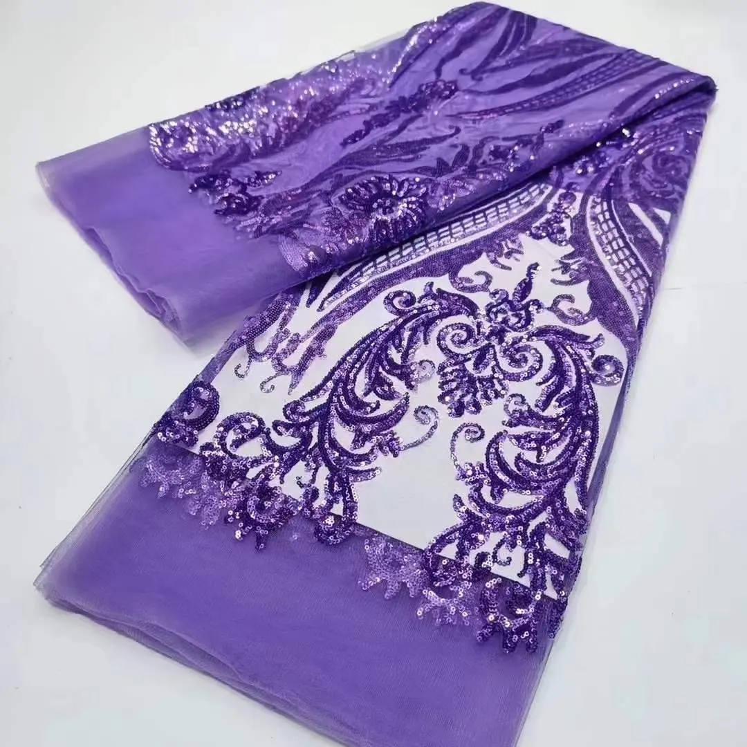 Fabric High Quality 3MM Sequin Lace Embroidery Fabric for Wedding Dress - Image 6