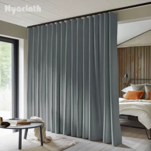 Custom New Arrive Two Side 100% Polyester Faux Linen Blackout Window Curtain Drapes Fabric