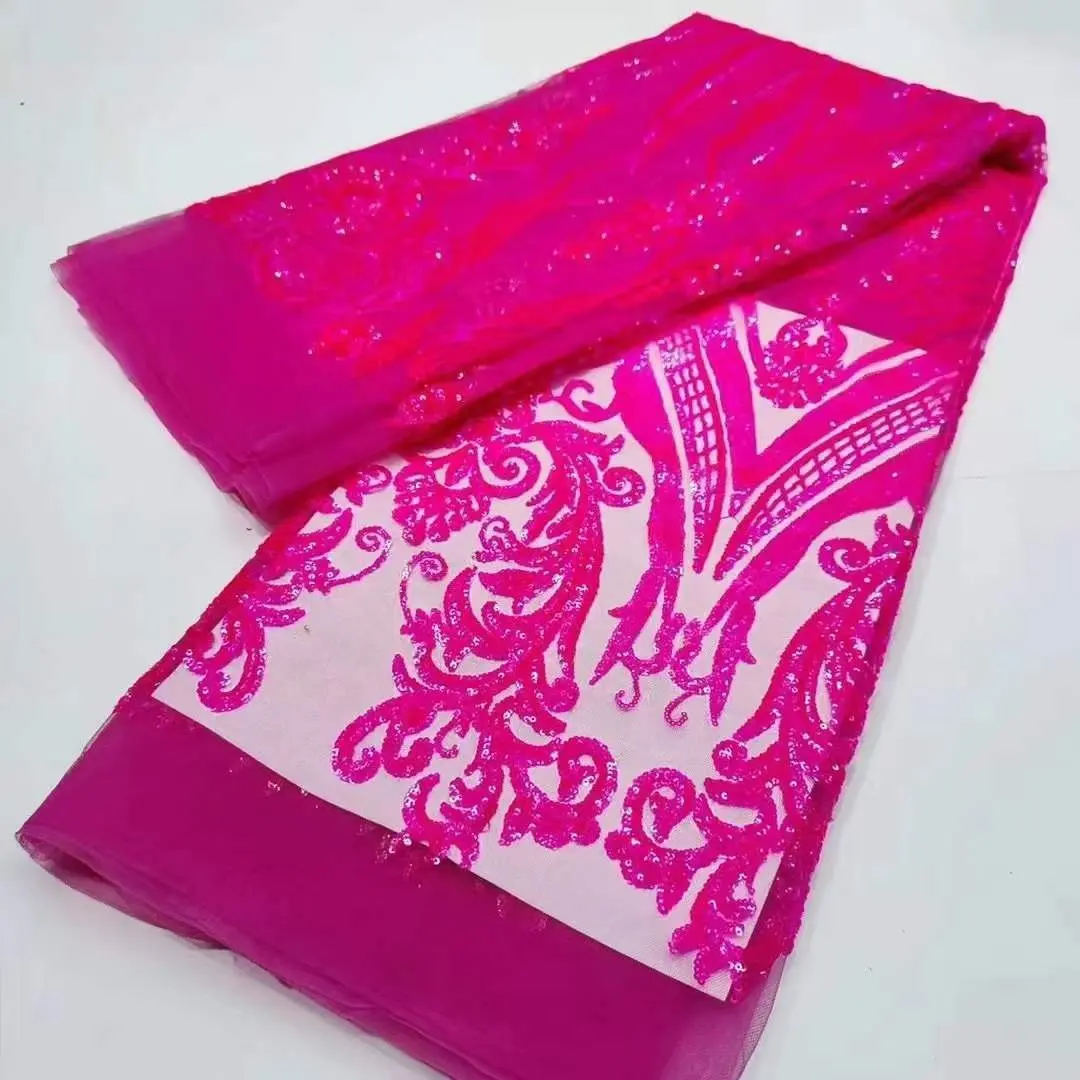 Fabric High Quality 3MM Sequin Lace Embroidery Fabric for Wedding Dress - Image 4