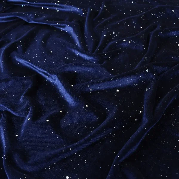 parkly Fabric Shiny Black Color Metallic Star Pattern Sequin Velvet Glitter Fabric - Image 3