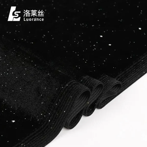 parkly Fabric Shiny Black Color Metallic Star Pattern Sequin Velvet Glitter Fabric - Image 6